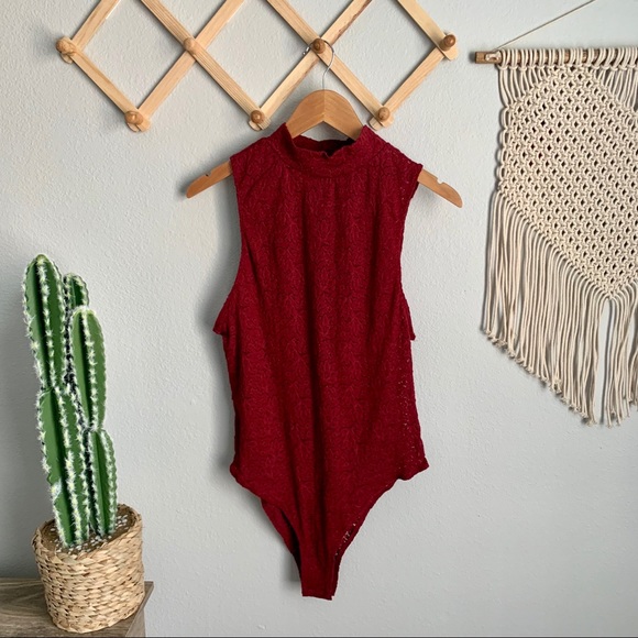 Free People Other - Free People High Neck Lace Bodysuit